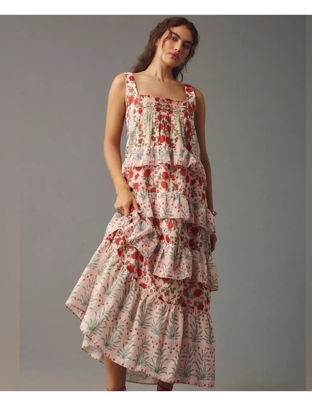 By Anthropologie Tiered Floral Sundress